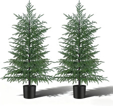 4FT Norfolk Pine Tree Set - Faux Christmas Potted Plants for Indoor  Outdoor De