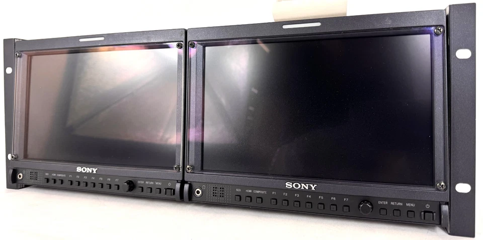 Dual Sony LMD-940W 9" LCD 3G SDI/HDMI Monitors w/ Stand and AC-940W Power Supply - Image 3 of 4