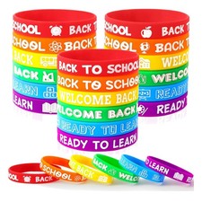 42pcs Back to School Silicone Bracelets Rubber Wristbands for First Day of Sc...