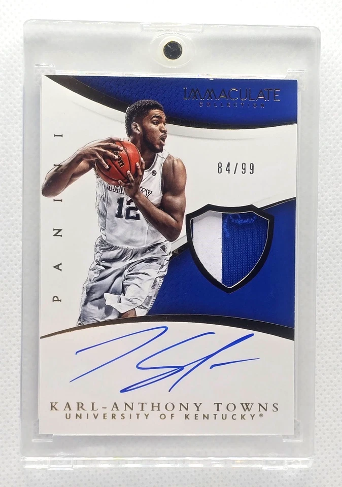 Karl-Anthony Towns 2015 Panini Immaculate Rookie RC Kentucky Patch Auto #84/99 - Image 2 of 4