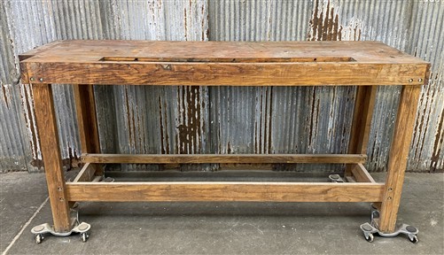 Rustic Work table, Vintage Carpenter's Workbench, Woodworking Console Table, A4
