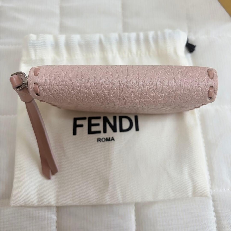Fendi Peekaboo Mini Card Coin Case Wallet Blue Leather Italy Excellent ...