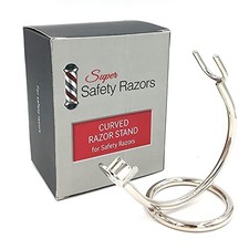 Curved Chrome Razor Stand   All-Metal Chrome-Plated Holder for Safety Razors