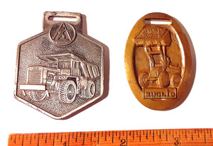 * 2 * Vintage Adv. Watch Fobs - Euclid Machinery - Haulers & Loaders