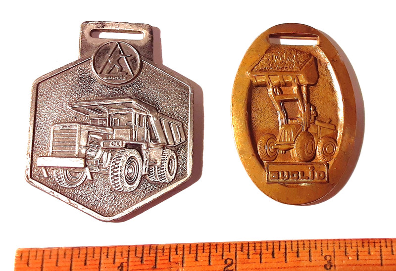 * 2 * Vintage Adv. Watch Fobs - Euclid Machinery - Haulers & Loaders