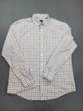 Johnnie-O Laken Shirt Mens Large Blue Orange Plaid Performance Stretch JMWL8440