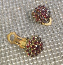 Vintage- GRANAT - Ohrringe - 1.7x1cm-  mit C...
