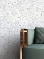 Newroom Vliestapete Weiß Grau Blumen Rosen Floral Romantisch Schlafzimmer Edel