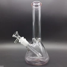 10 Inch Pink Percolator Glass Water Pipe - Complete Hookah Bong with 14mm Bowl 