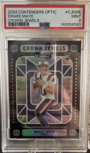 2024 Contenders Optic Drake Maye Crown Jewels SSP RC PSA 9 Case Hit Rookie POP 4