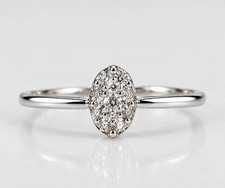 14k White Gold Oval White Diamond Cluster Engagement Ring Women’s Size 7
