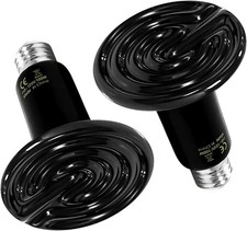 Reptile Heat Lamp 100W 2-Pack Ceramic Heat Emitter, No Light Emitting Heat Bulbs
