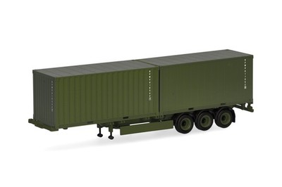 herpa 747240 Containerauflieger 3achs mit 2 x 20ft. Container Bundeswehr 1:87...