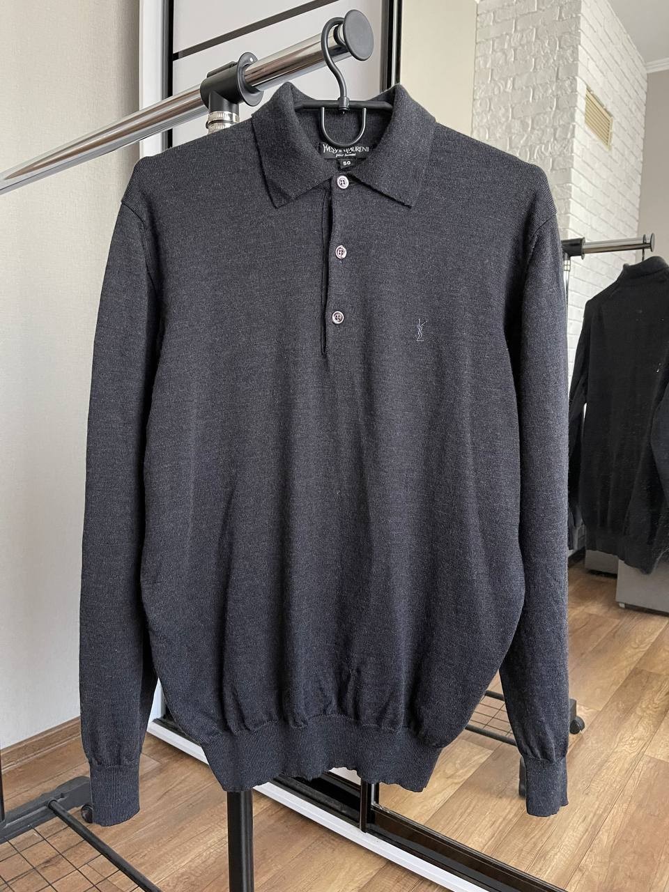 Felpa Yves Saint Laurent YSL vintage polo manica lunga maglione lana anni 90