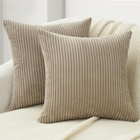 Kissenbezug 80X80 Kordsamt 2Er Set WindmüHle Streifen Patchwork Deko Sofa