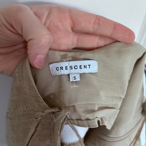 Crescent Linen Spaghetti Strap Tank Top Women’s Small Beige Minimalist Coastal - Picture 10 of 11