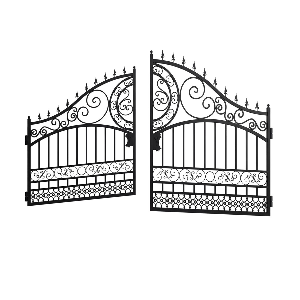 14x8 FT Heavy Duty Steel Dual Swing Driveway Gate| Weatherproof