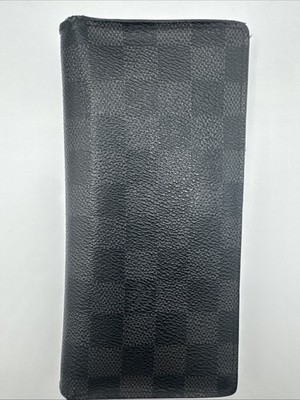 Authentic Louis Vuitton Brazza Black Damier Graphite Canvas Long Wallet