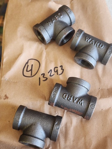 Qty 4** Ward 13293 Black Iron Threaded 1/2” Pipe Female Tee Fitting, Class 150