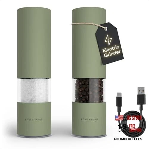 LARS NYSØM Electric Salt and Pepper Set of two electric mills Sage Green
