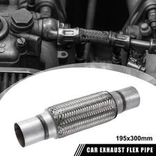 2"x8"x12" Exhaust Flex Pipe with Extension Pipe Stainless Steel Silver Tone New