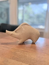 Vintage Crackle Pottery Boar Pig Figurine
