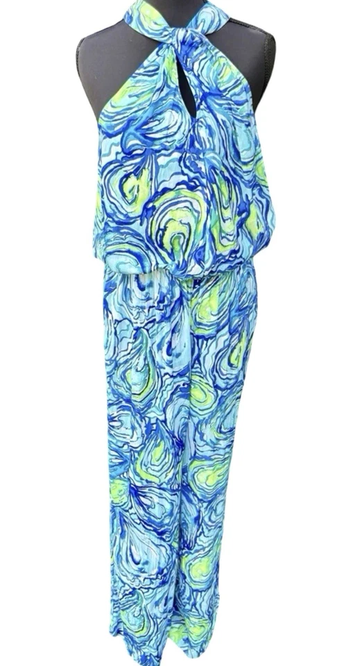 Mono Halter Pulitzer Ocean Wave M Azul Verde Resort Vacaciones Elegante Foto 4 de 4