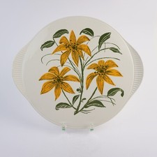 Kuchenplatte/Tortenplatte 50er 60er Jahre Vintage geblümtes Dekor ca. 35 cm D