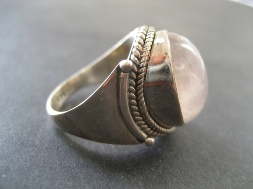 Handmade Solid 925 Sterling Silver & Rose Quartz Gemstone Ring 925424 - Picture 3 of 7