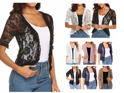 Women Lace Sheer Shrug For Dress Cover 