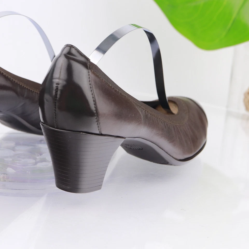 Zapato de vestir Munro Odette para mujer talla 7,5 AMPLIO cuero marrón tacón ancho cómodo Foto 4 de 4