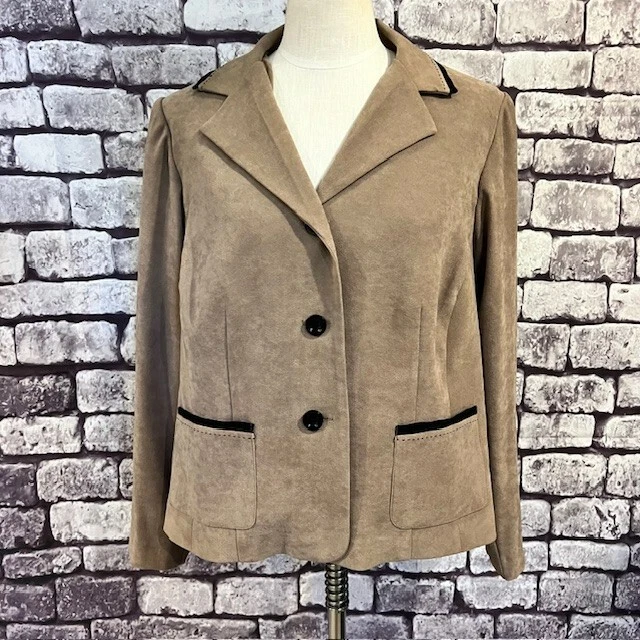 VETEMENTS Giacca abbottonata Studio I beige e nera manica lunga taglia 14 W mix poliestere