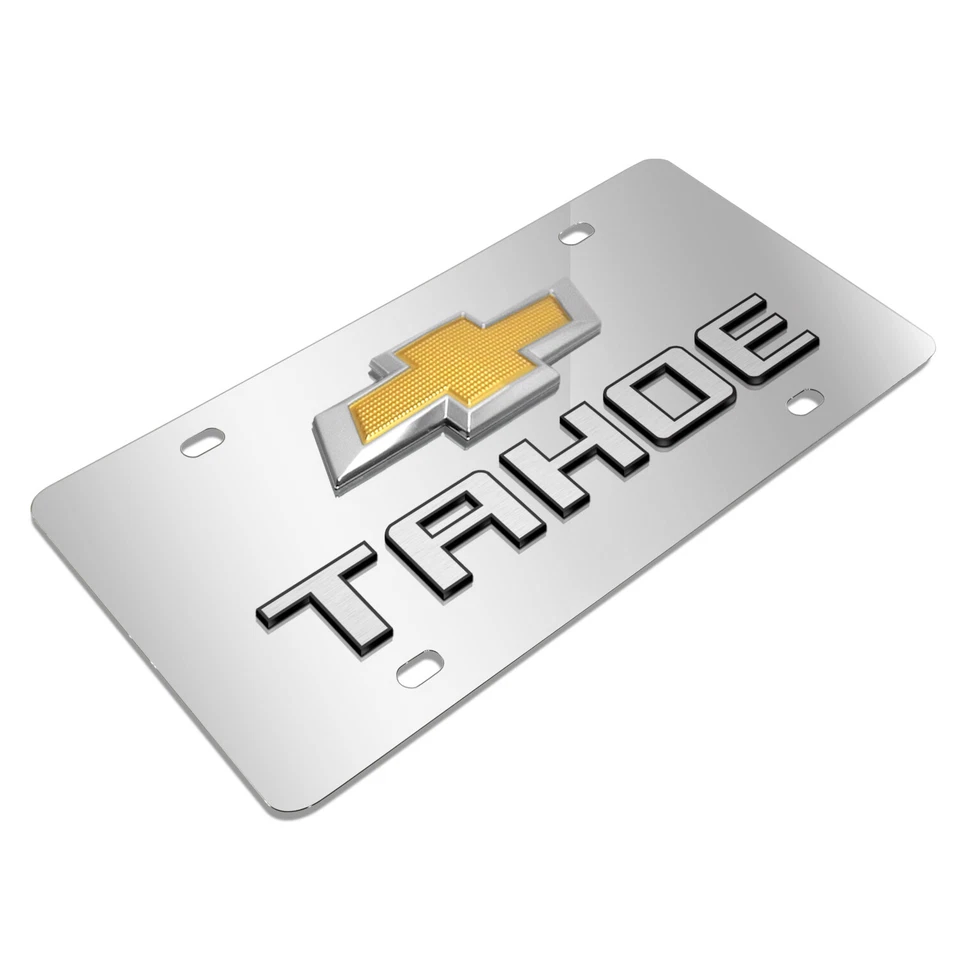 Chevrolet Tahoe Gold Bowtie Double 3d Logo Chrome Stainless Steel License Plate - Image 3 of 4
