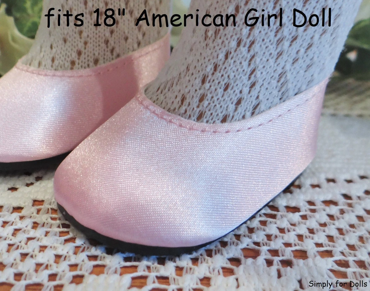 PINK Satin BALLET FLATS fits 18
