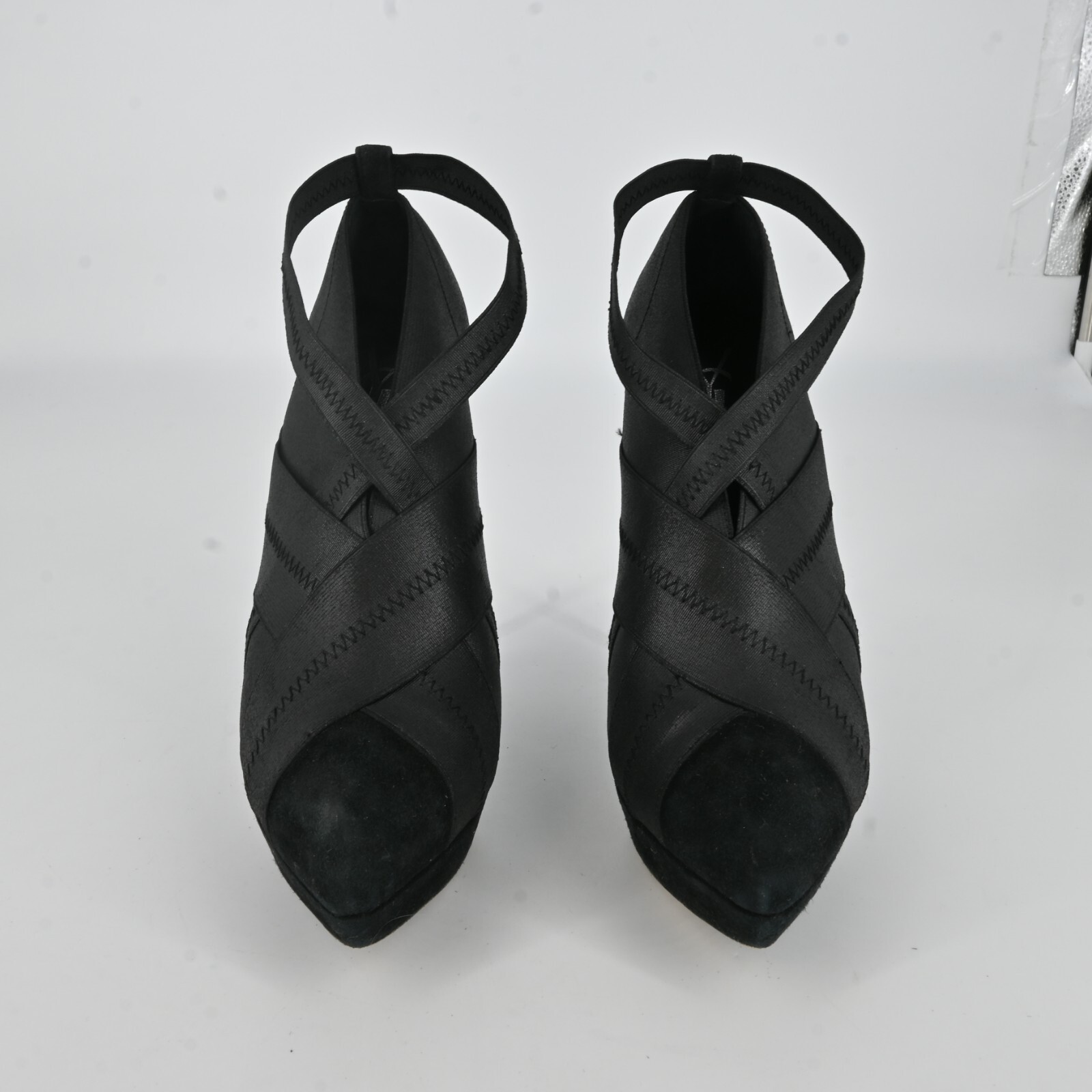 SAINT LAURENT Stivaletti con tacco YSL neri elasticizzati plateau misura 36 5