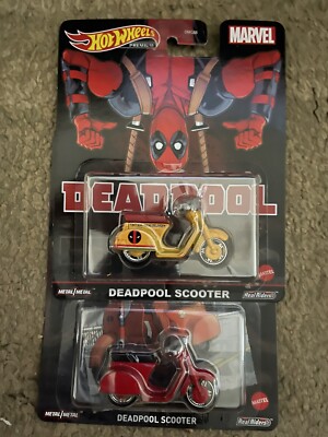Hot Wheels Pop Culture Deadpool Yellow Scooter & Red Scooter 2022