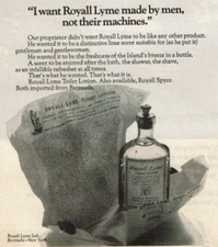1968 Vintage Print Ad I want Royall Lyme made by men not their machines Lotion