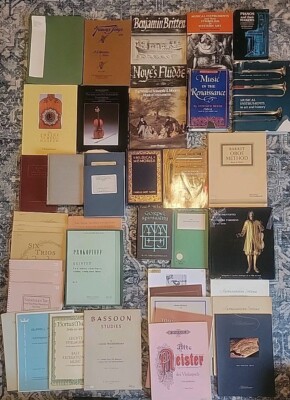 Huge Classical Instrument Book Lot Band Piano Flute Trio Catalogs 42 Books Total