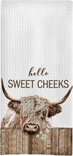 Toallas de baño Highland Cow - Vaca de granja decorativa mano Highland Cow5