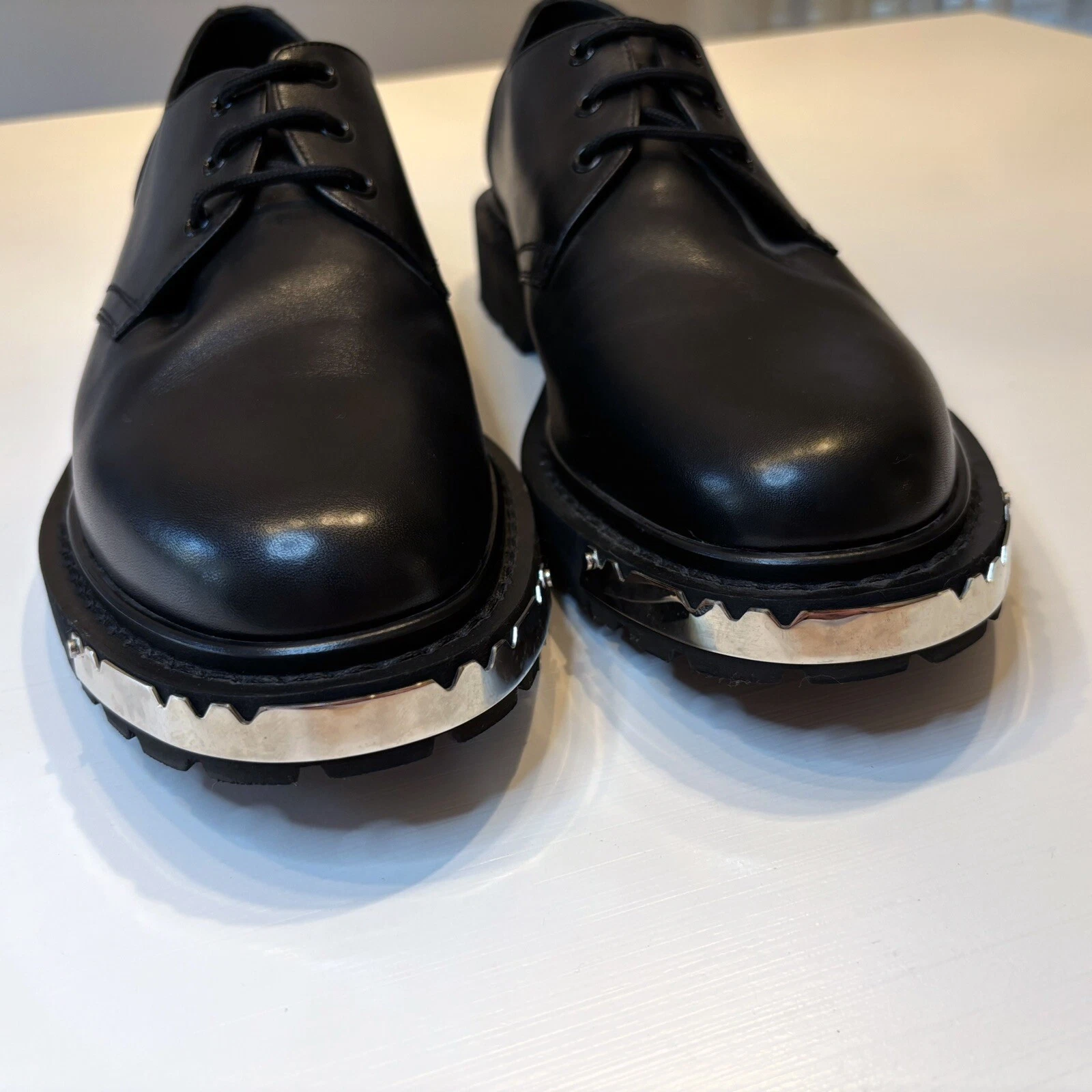 Scarpe derby da uomo Celine Paris Homme Ranger in pelle nera nuove senza etichette taglia EU 46 US 13