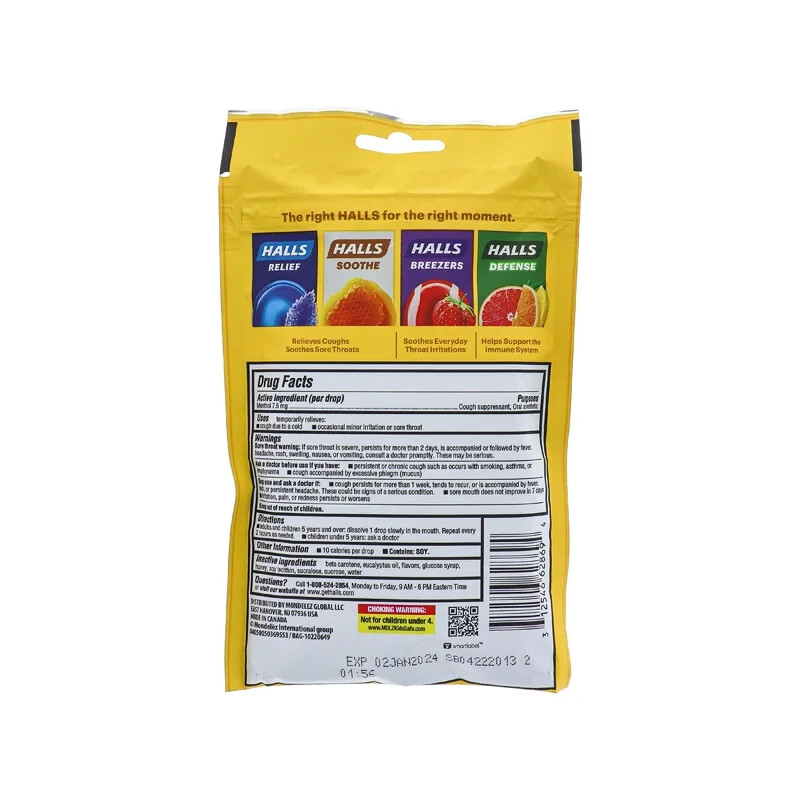 Halls Cough Drops Lemon Flavored Bag 30 Drops eBay