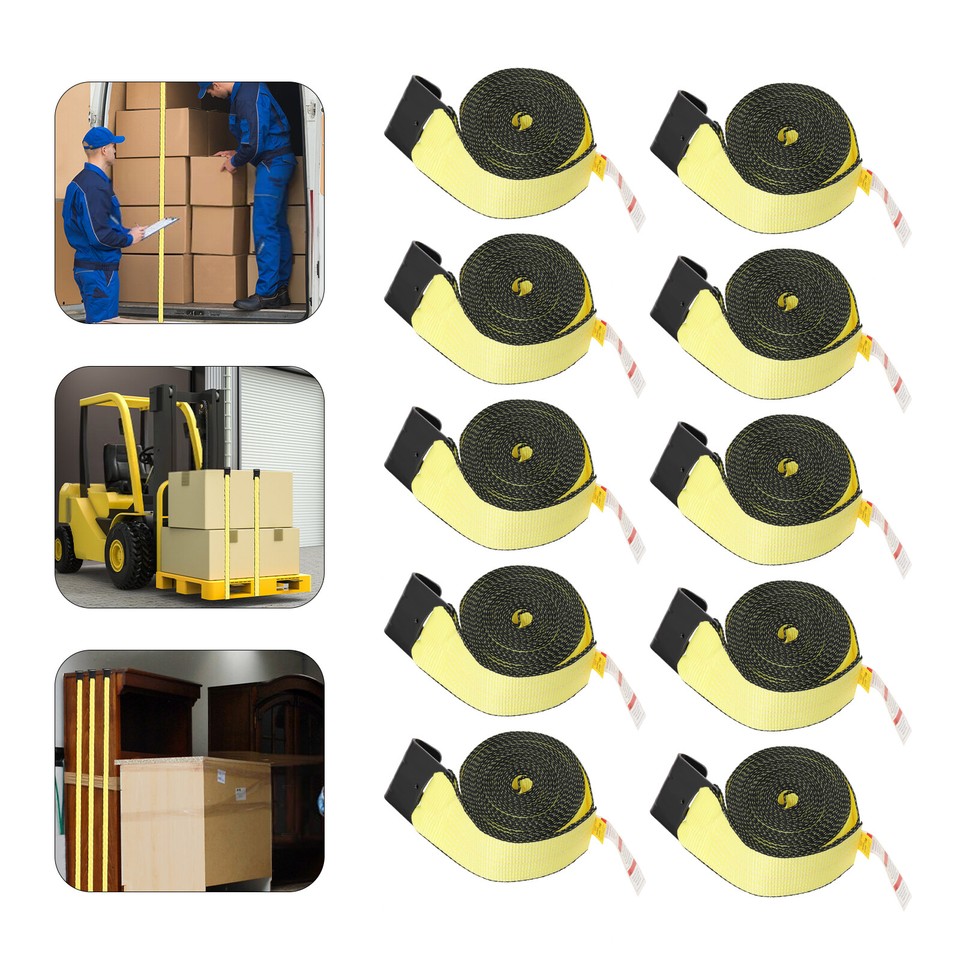 10pcs Winch Straps 4"x 40' Tie Down with Flat Hook Flatbed Truck