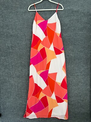 Lulus Maxi Dress Womens Small Multicolor Geometric Strappy Sleeveless Lace Up