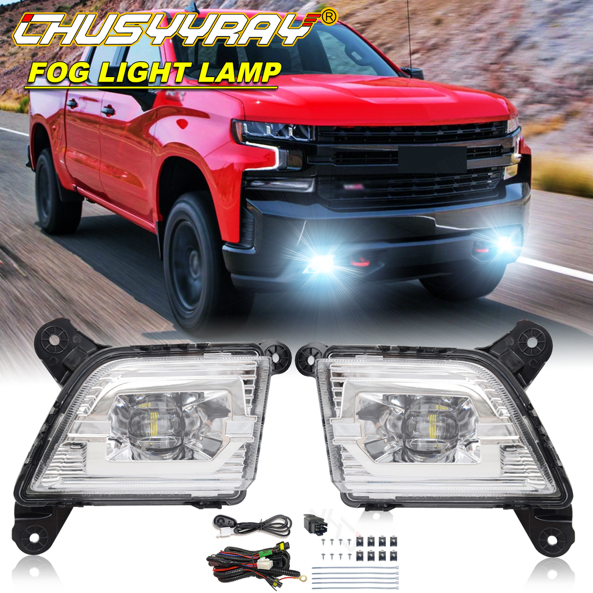RANSOTO Front LED Fog Lights Compatible with 2019-2023 Chevy Silverado