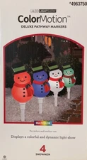 Set of 4 Gemmy Lightshow Multi-Color ColorMotion Snowman Path Lights - 4963750