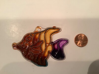 Vintage Stained Glass Multicolor Fish Suncatcher Sun Catcher