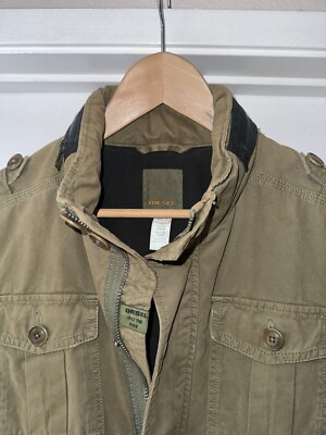 Vintage Diesel Military Field Jacket Coat Green Utility Cargo