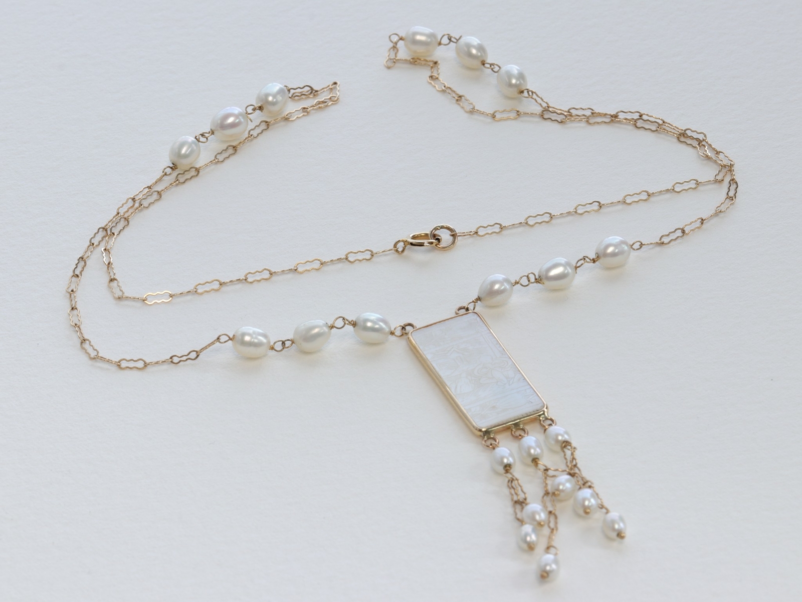 Donna Chambers Mother of Pearl Chinese Gambling Chip and Gold Necklace eBay