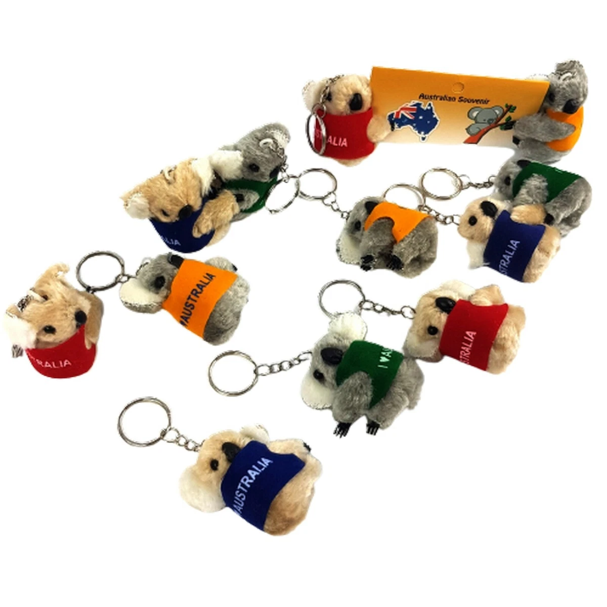 12 Australian Souvenir Plush Australia Koala Clip On Keyrings Bulk Key  Rings