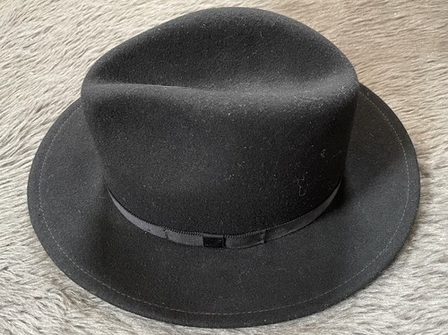 100% Wool Hat Medium Black Fedora USA 